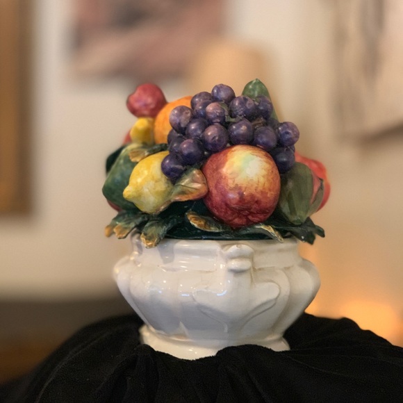 Accents Vintage Italian Hand Painted Ceramic Fruit Bowl Centerpiece